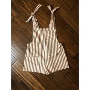 Princess Polly Tie Shoulder Playsuit Tan/White